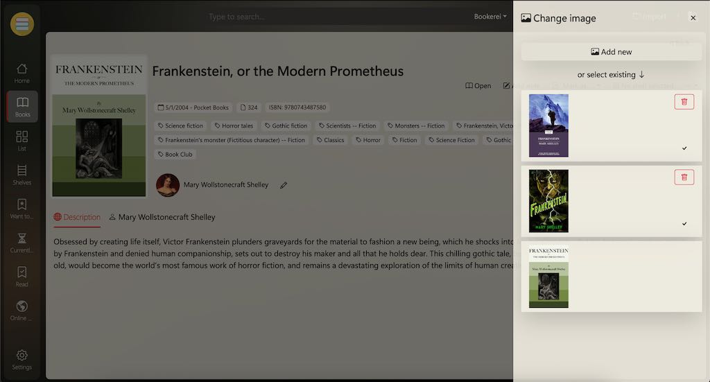 Ebook cover management in Bookerei