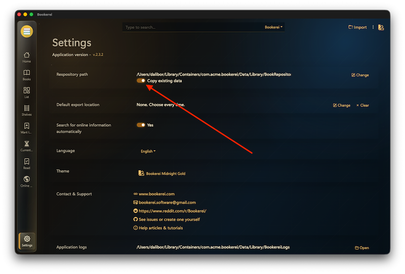 Bookerei - Select Repository Folder